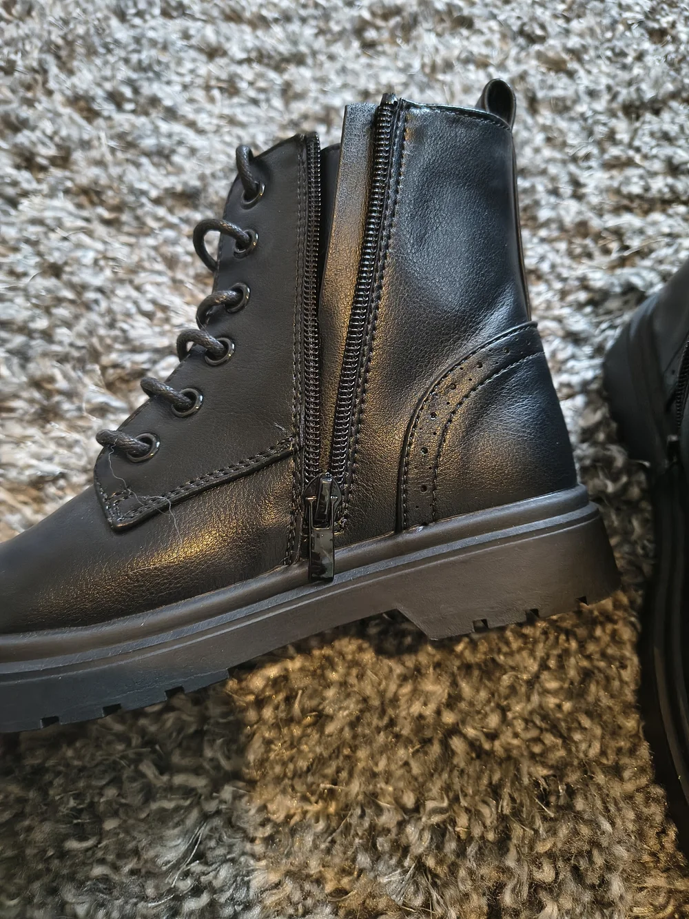 NWOT Kids Black Lace-Up Combat Boots